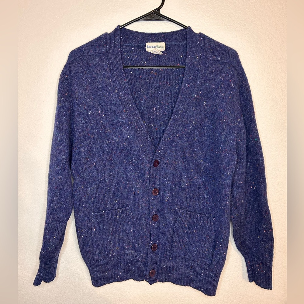 Vintage Boundary Waters Sweater Cardigan Wool Blend V-Neck Button Front Women M